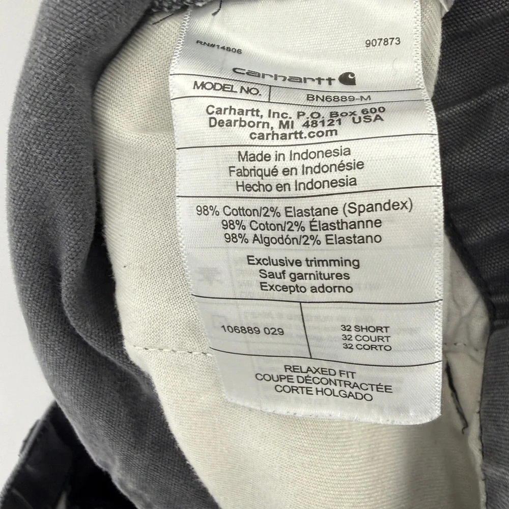 Carhartt Relaxed Tapered Rigby Pants 32‎ Short Gray Utility Work Rugged Indie